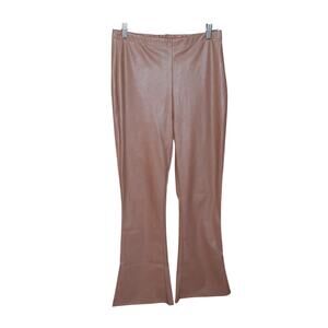 Guess Womens Brown Faux Leather Flare Hem Exposed Back Zip Slit at Ankle Size M